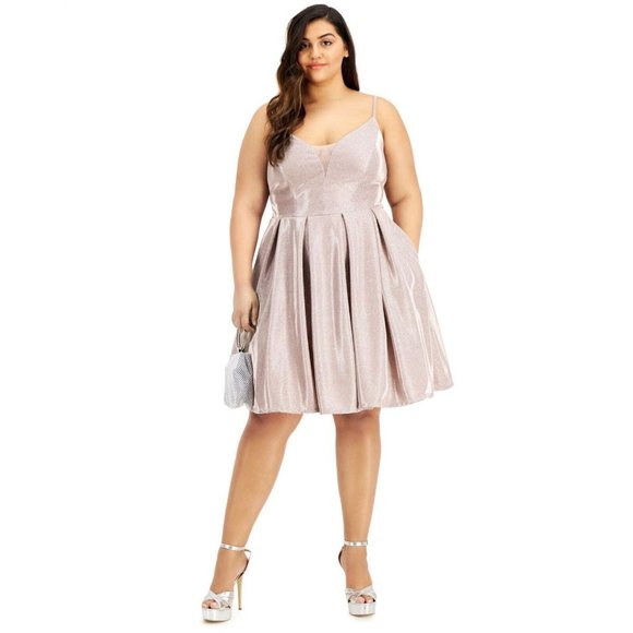 B Darlin Dresses & Skirts - NWT B Darlin Plus Size Sherri Shine Fit & Flare Dress 7AT8890 16W Rose Pink